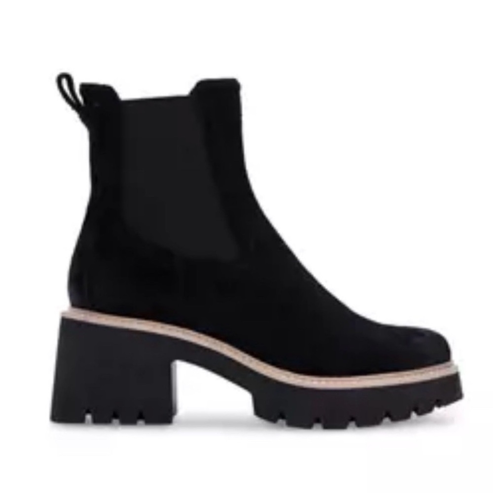 Dolce Vita Black Ankle Booties with Chunky Heel